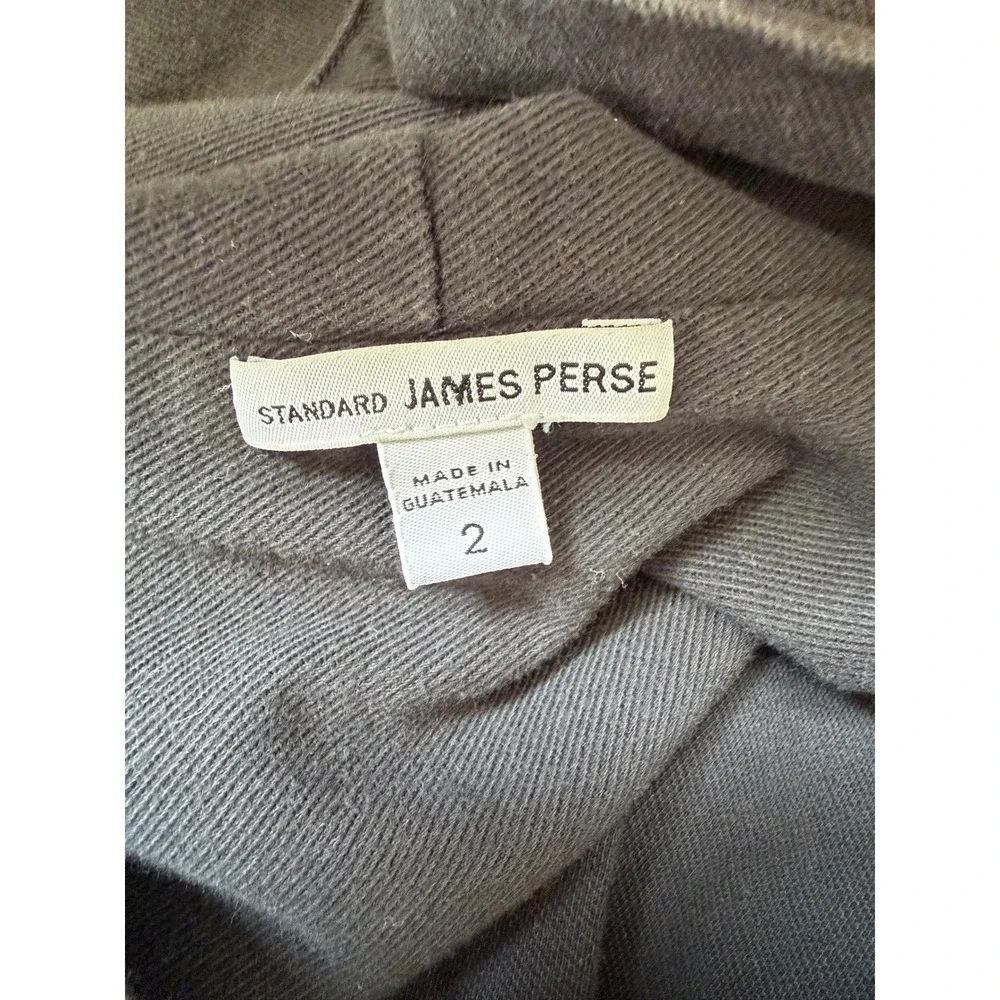 Standard James Perse Gray Full Zip Hoodie Sz 2 Medium Drawstring Athletic